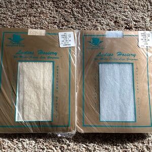 2 Pair Morella’s PANTYHOSE Sparkle Leg NYLONS Silver & Champagne Size C NEW